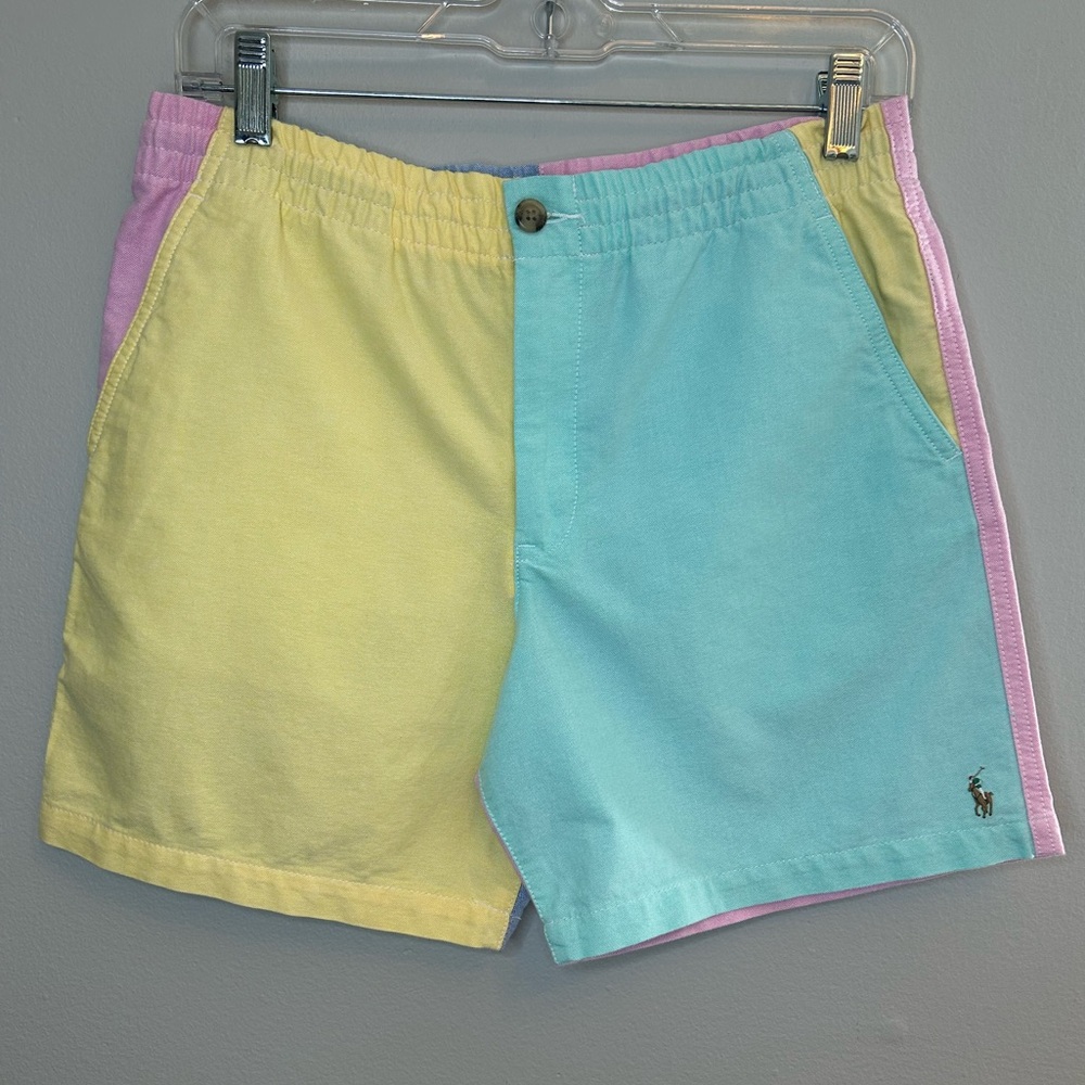 Polo by Ralph Lauren Boys Oxford Cloth Preppy Multi Color Block Summer Shorts